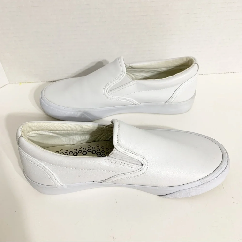 Lugz Clipper LX White Slip On Synthetic Leather Sneakers with Elastic Gore 🤍